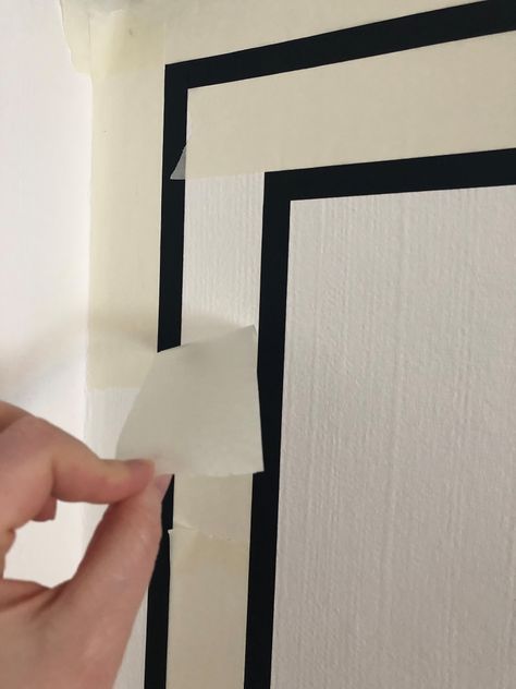 Painted Wall Frame Ideas, Washi Tape Wainscoting, Decorative Tape Ideas, Black Wall Tape Design, Wall Taping Design Ideas, Decorating With Washi Tape Ideas, Washi Tape Wall Design, Washi Tape On Walls, Washi Tape Gallery Wall