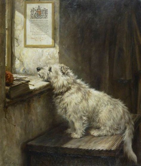 Robert Morley (1857-1941) British painter. "Will He Come Back?" c.1918. Oil on canvas. Will He Come Back, 강아지 그림, Art Uk, Dog Paintings, Animal Paintings, Dog Art, Dark Art, Art Reproductions, Come Back