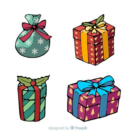 Gifts Drawing Christmas, Christmas Presents Drawing, Christmas Gifts Drawing, Christmas Things To Draw, Videogame Ideas, Cartoon Christmas Presents, Christmas Present Drawing, Christmas Gift Drawing, Christmas Present Vector