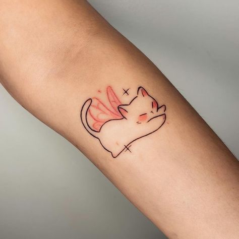 Cute Kitty Tattoo, Kawaii Frog Tattoo, Cute Line Art Tattoo, Cute Animals Tattoos, Small Drawings Cute, Creative Hand Tattoos, Tattoo Ideas Animals, Best Friends Tattoo, Tattoo Back Tattoo