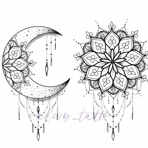 Dotwork Tattoo Mandala, Sun And Moon Mandala, Moon Sun Tattoo, Sun Mandala, Moon Mandala, Kunst Tattoos, Tattoo Zeichnungen, Moon Tattoo Designs, Cat Tattoos