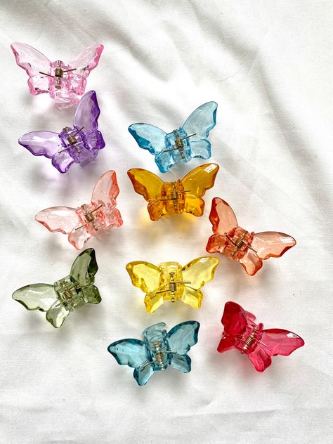 Butterfly Accessories, Butterfly Hair Clips, Colourful Hair Clips, Hair Clip Butterfly, Small Butterfly Clips, Small Butterfly Hair Clips, Pink Butterfly Clips In Hair, Butterfly Clips Pink, Pink Butterfly Claw Clip