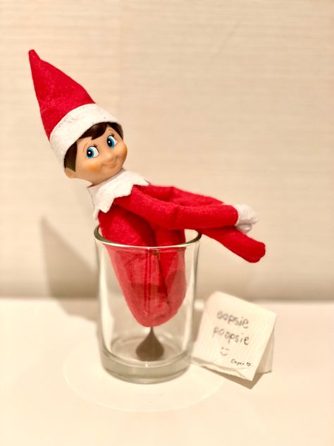 Frost Pips Elf Ideas, Goofy Elf On The Shelf Ideas, Elf On The Shelf Hersey Kiss Poop, Trouble Maker Elf On The Shelf, Elf On The Shelf Ideas With Cups, Elf On The Shelf Hershey Kisses Poop, Elf Eating Cookies, Elf On The Shelf Reindeer Poop, Pooping Elf On The Shelf