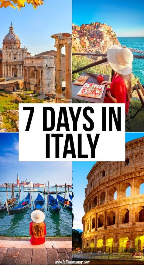 Perfect Italy Itinerary, One Week In Italy Itinerary, Italy 7 Day Itinerary, 7 Days In Rome, Itenerary Travel Italy, Italy In A Week, 8 Day Italy Itinerary, 7 Days In Europe Itinerary, 3 Days In Italy