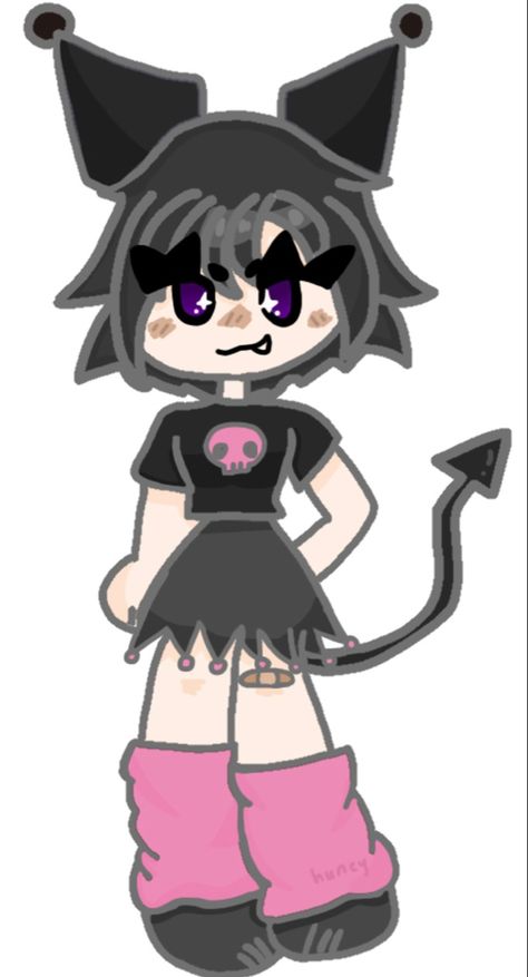 Kuromi Art Human, Sanrio Sketches Kuromi, Kuromi As A Human Drawing, Hello Kitty As Human Drawing, Kuromi Human Fanart, Sanrio Drawings Human, Kuromi Drawing Human, How To Draw Kuromi, Kuromi Drawing Easy