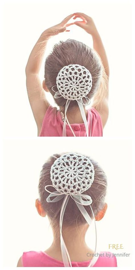 Ballerina Bun Cover Free Crochet Pattern Bun Accessories, Ballerina Bun, Crochet Hair Accessories, Hair Things, Kid Clothes, Crochet Girls, Crochet Items, Crochet Hair, Hair Bun