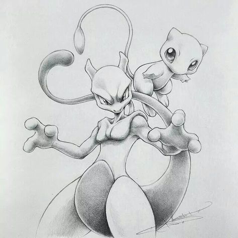 Mew And Mewtwo Art, Mew Drawing Pokemon, Mew Pokemon Drawing, Pokemon Tattoo Mewtwo, Pokemon Mewtwo Drawing, Mew And Mewtwo Tattoo, Mewtwo Tattoo Ideas, Legendary Pokemon Drawings Sketches, Pokemon Mewtwo Art