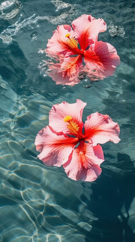 Tropical hibiscus flowers floating outdoors nature. | premium image by rawpixel.com The Beach Wallpapers, Beach Images Aesthetic, Flower Aura Wallpaper, Wallpaper Hibiscus Flower, Hibiscus Wallpaper Iphone, Tropical Wallpaper Iphone, Flowers On Beach, Hibiscus Flower Aesthetic, Fleurs Aesthetic