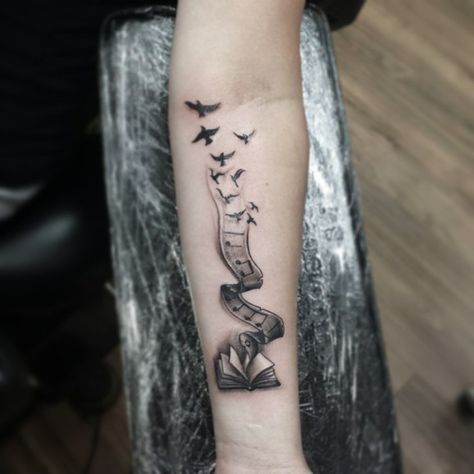 Bookish Tattoos, Literary Tattoos, Tattoos For Women Half Sleeve, Tattoo Collection, Music Tattoo, Book Tattoo, Music Tattoos, Waves Tattoo, Feather Tattoos