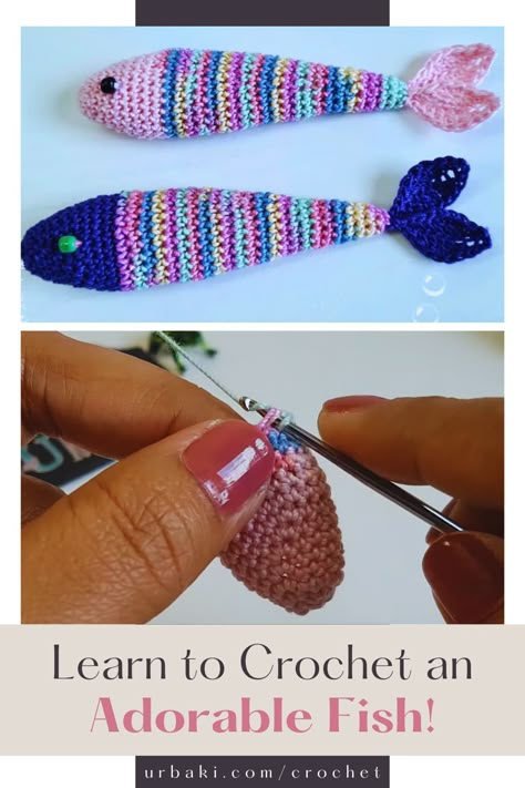 Ready to embark on a fin-tastic adventure? Join us as we dive deep into the world of crochet with Crochetwithsumi. In this delightful video tutorial, you'll learn the ropes of crocheting a super cute fish using simple single crochet stitches. All you need to get started are your trusty crochet supplies - hook, yarn, and scissors. Sit back, relax, and let the tutorial guide you through every step of the way. With each single crochet stitch, watch as your fishy friend comes to life... Free Cat Toy Crochet Patterns, Fish Crochet Pattern Free, Crocheted Fish, Plushies Pattern, Crochet Mice, Crochet Fish Patterns, Fish Crochet, Crochet Pets, Knifty Knitter