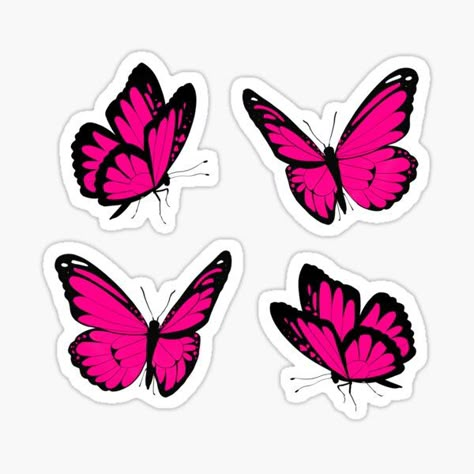 Pink Butterfly Stickers Aesthetic, Pink Butterfly Printable, Hot Pink Stickers, Pink Butterfly Sticker, Wings Sticker, Hot Pink Butterfly, Rainbow Butterflies, Lavender Butterfly, Butterfly Stickers