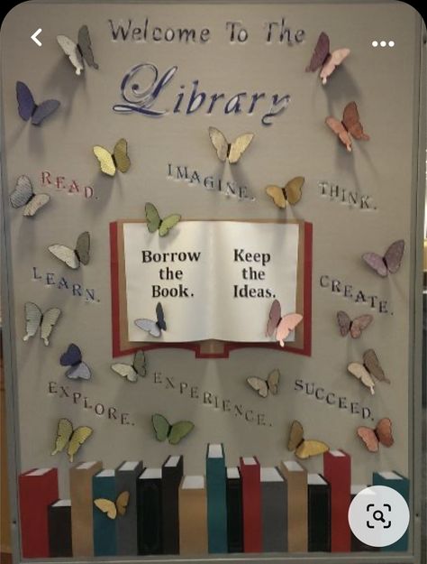 Library Wall Display Ideas, Library Display Board Ideas, Welcome To Library Poster, School Library Board Decoration, Library School Decoration, Library Decoration Ideas School, Welcome Back To School Library Displays, Posters For Library, Library Board Decoration Ideas