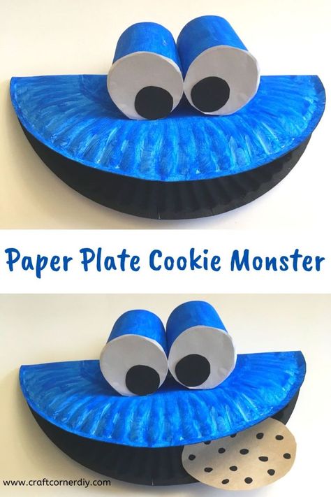 Cookie Monster Puppet, Sesame Street Crafts, Paper Cookies, Monster Puppet, Monster Craft, Paper Plate Crafts For Kids, Monster Crafts, Toddler Arts And Crafts, Puppet Crafts