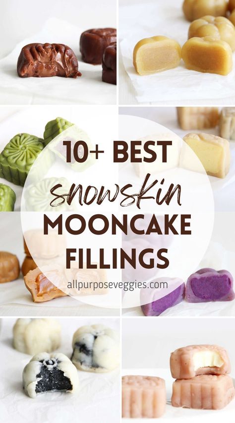 In this post, we're going to explore a whole new world of delicious fillings, but this time, it's for snow skin mooncakes. From traditional fillings like lotus paste and red bean paste, to more modern filling ideas like nutella and custard - I hope these filling ideas will inspire you to customize your own mooncake recipe and impress your friends and family when the Chinese mid-autumn festival comes around! #mooncakes #snowskinmooncakes #snowskin #mooncakefillings #chinesedesserts Mooncake Filling Ideas, Snowskin Mooncake Filling, Snow Skin Moon Cake Recipe, Snowskin Mooncake Recipe, Almond Milk Custard Recipe, Cream Dinner Recipes, Moon Cake Filling, Easy Mooncake, Mooncakes Recipe