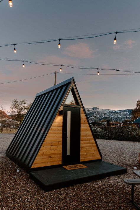 A - Frame Model Tiny A Frame, Tiny A Frame Cabin, Frame Cabins, Contemporary Garden Rooms, Tiny House Towns, Triangle House, Alternative Living, Studio Cabin, A Frame Cabins