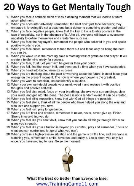 20 ways to be mentally tough (I also recommend the book "Executive Toughness" by Jason Selk) Personal Developmental Quotes #Quote Princess Life, Mental Toughness, Vie Motivation, Mental Training, Mental Strength, Life Tips, Coping Skills, Social Life, Life Advice