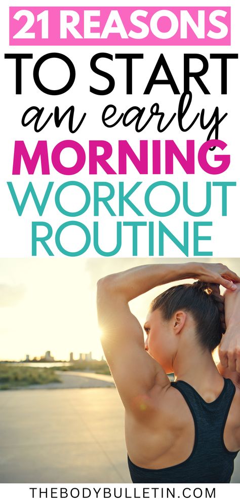 A sunrise with a person working out, highlighting the early morning workout benefits and the morning workout motivation to kickstart a healthy day. Text overlay: Morning workouts for energy and focus. Light Morning Workout Wake Up, Early Morning Workout Routine, Do This Every Morning Workout, What To Eat Before A Morning Workout, Morning Vs Evening Workout, Quick Exercises At Home Morning Routines, Working Out In The Morning, Improving Focus, Cardio Workout Routines