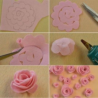 Make Felt Flowers, How To Make Pink, Felt Rose, Felt Flowers Diy, Paper Flower Art, Rose Crafts, Felt Roses, Pink Felt, Diy Roses