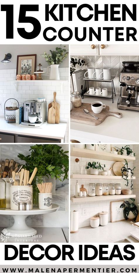 Things To Put On Kitchen Countertops, Kitchen Counter Top Decor Ideas Farmhouse, Kitchen Decor For Countertops, Kitchen Counter Arrangement Ideas, Kitchen Counter Corner Decor Ideas Modern, Kitchen Top Organization, Decor On Kitchen Counters, Kitchen Counter Top Decor Ideas Modern, Kitchen Top Decor