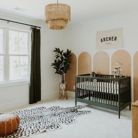 Black Crib Nursery, Black Crib, Nursery Bookshelf, Baby Room Ideas, Nursery Room Design, Baby Room Inspiration, Baby Boy Room Nursery, Nursery Room Inspiration, Nursery Chair