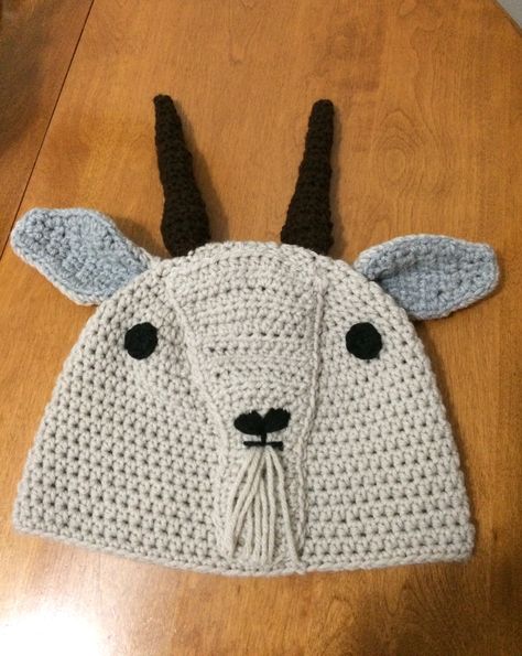 Goat Hat Crochet Pattern, Goat Hat Crochet, Goat Costume, Goat Hat, Crocheting Patterns, Crochet Humor, Crochet Hat Free, Tapestry Crochet Patterns, Crochet Hats Free Pattern