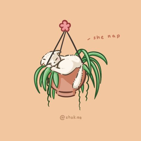 Flower Pot Art Drawing, Plant Pot Drawing, Catnip Plant Drawing, Kawaii Plants, Cat With Plants Drawing, Cat In The Garden Drawing, Cat And Plant Painting, Cat Plants Illustration, Plant And Cat Illustration