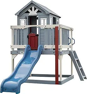 Backyard Discovery Beacon Heights Elevated Playhouse- tons of features! Elevated Playhouse, Cedar Playhouse, Playhouse With Slide, Playhouse Bed, Wrap Around Deck, Playhouse Outdoor, Imaginary Play, Outdoor Toys For Kids, Play Structure