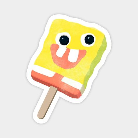 Sponge Popsicle Design Sticker Magnet #DIYStickers Sponge Bob Popsicle, Spongebob Popsicle Tattoo, Cool Sticker Ideas, Stickers Spongebob, Sticker Spongebob, Spongebob Stickers, Popsicle Design, 90s Stickers, Popular Stickers