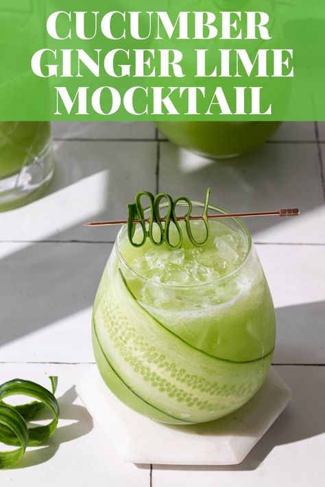 Ginger Mocktail, Refreshing Mocktail, Mocktail Party, Cucumber Drink, Drink Recipes Nonalcoholic, Delicious Drink Recipes, Fancy Drinks, Cocktail Drinks Recipes, Mocktail Recipe