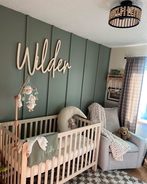 25 Baby Boy Nursery Room Ideas – Best Case Parenting Evergreen Fog Nursery Boy, Boy Crib Ideas, Waynes Coating Nursery Ideas, Boys Green Nursery, Nursery Aesthetic Boy, Baby Boy Nursery Small Space, Nursery Ideas Outdoor Theme, Boy Nursery Accent Wall Ideas, Boy Girl Nursery Shared