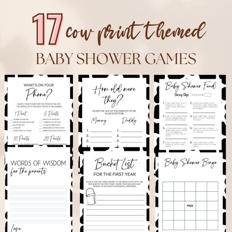 Cow Baby Shower Games, Baby Shower Cow Theme, Cow Theme Baby Shower Ideas, Cow Themed Baby Shower Ideas, Cow Print Baby Shower Ideas, Key Emoji, Cow Baby Shower Theme, Cow Baby Shower Invitations, Cow Baby Shower