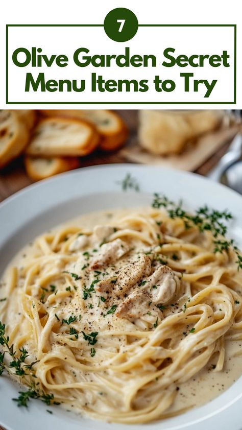 Plate of Olive Garden's secret menu pasta dish garnished with fresh herbs and served with a side of breadsticks. Olive Garden Menu, Unique Pasta Dishes, Gorgonzola Pasta, Olive Garden Pasta, Secret Menu Items, Olive Garden, Secret Menu, Olive Gardens, Menu Items