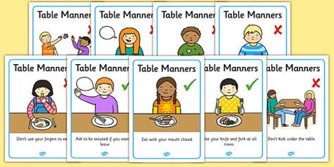 A handy set of display posters featuring key table manners. Perfect for a variety of displays. Montessori, Table Manners Poster, Kids Table Manners, Manners Preschool, Teaching Kids Manners, Good Table Manners, Manners For Kids, Display Posters, Rules For Kids