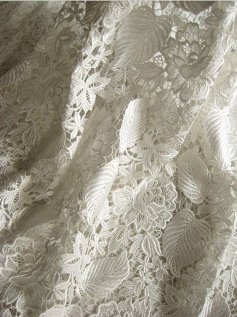 off White Crocheted Bridal Gown Fabric Antique Lace Fabric with Retro Floral Leaves ＭＡＴＥＲＩＡＬ polyester ＭＥＡＳＵＲＥＭＥＮＴ  width: 90cm in width, one yard in length,if you need more, you can get uncut piece. one yard=90*90cm 2 yards=90*180cm 3 yards=90*270cm ＣＯＬＯＲ off white ＱＵＡＮＴＩＴＹ the price is for 1 yard ＦＥＡＴＵＲＥＳ * Designed by famous master specially for bridal accessories. * Vivid and exquisite embroidry. * Soft and comfortable handfeel. * Ideal for Dress, headbware, female underware brim,handbag acc Lace Beadwork, Leaves Fabric, White Lace Fabric, Corded Lace Fabric, Stylish Curtains, Bridal Lace Fabric, Floral Leaves, Corded Lace, Linens And Lace