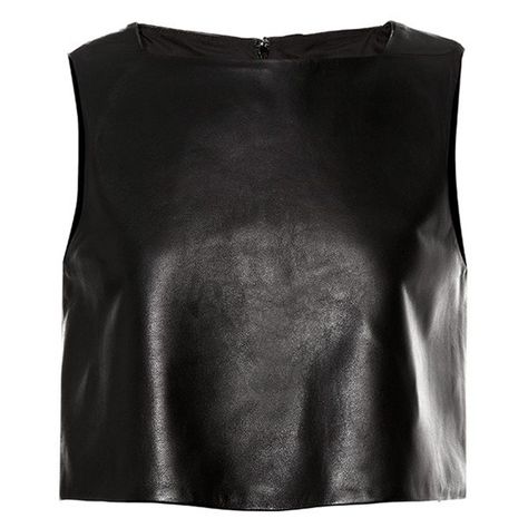 TIBI Leather Cropped Top ($498) ❤ liked on Polyvore featuring tops, shirts, crop tops, tank tops, cut-out crop tops, leather shirt, tibi top, crop top and shirt top Black Leather Crop Top, Shirts Crop Tops, Shirt Crop Top, Kendall Style, Shirts Crop, Leather Crop Top, Leather Shirt, Leather Outfit, Crop Shirt