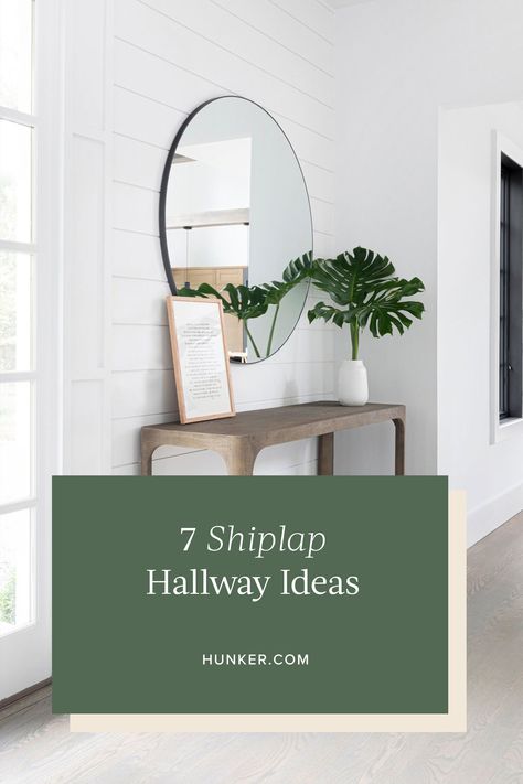 Shiplap Wall Decor Ideas Hallway, Shiplap Wall Entryway Foyers, Shiplap In Foyer Entryway, Shiplap Front Entry, Entryway With Shiplap, Entryway Ideas Shiplap, Shiplap In Hallway, Hallway Shiplap Wall, Shiplap Entryway Ideas