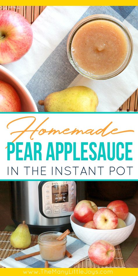 This easy homemade applesauce is even tastier with the addition of super-sweet pears, and it's totally fool-proof with the use of the ever-popular Instant Pot. It's a perfect snack to make with your kids this fall. Applesauce Instant Pot, Pear Applesauce, Pear Sauce Recipe, Easy Homemade Applesauce, Snack To Make, Pear Sauce, Pear Puree, Making Baby Food, Homemade Applesauce