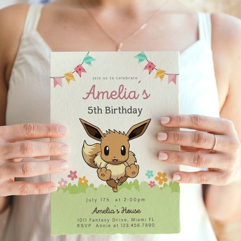 Eeveelutions editable Birthday Invitation Template for Gils,Eevee, Canva Birthday invitation Template, Party Invite Pokemon Birthday Party, Eevee Evolutions, Pokemon Birthday, Birthday Invitation Template, 7th Birthday, Party Invite, Party Girls, Instant Download Etsy, Birthday Invitations