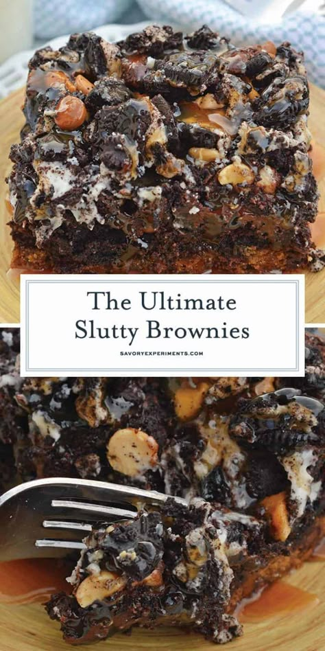 Easy Desserts With Cookie Dough, 6 Layer Caramel Brownie, Yummly.com Recipes, Brownie Deserts Ideas, Birthday Treats For Adults, Dessert With Chocolate Chips, Sluttier Brownies, Gameday Desserts, Brownies Video