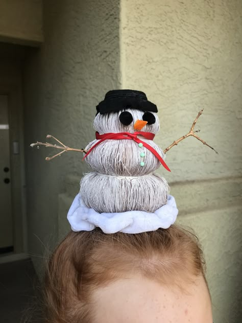 Crazy Hair Day Ideas For Christmas, Christmas Hair Crazy, Winter Crazy Hair Day, Christmas Crazy Hair Day Ideas, Holiday Crazy Hair Day, Wacky Christmas Hair, Christmas Crazy Hair Day At School, Crazy Hair Christmas, Snowman Hairstyle