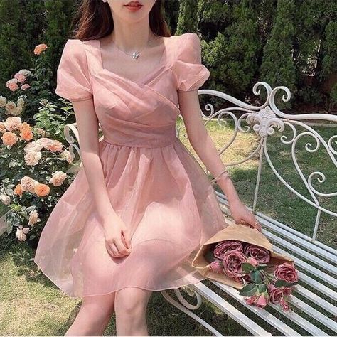 Fluffy Puff, Party Dress Inspiration, Pastel Pink Dress, Kawaii Princess, Short Frocks, Elegant Summer Dresses, Princess Fashion, Spring Fairy, Mori Girl Fashion