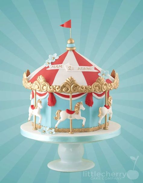 Red Blue and White Carousel | BIRTHDAYS Shopping Cakes Birthday, Horses Cake, Circus Theme Cakes, Birthday Cake Designs, Horse Birthday Cake, Paris Cakes, First Communion Cakes, Carousel Cake, Circus Cake