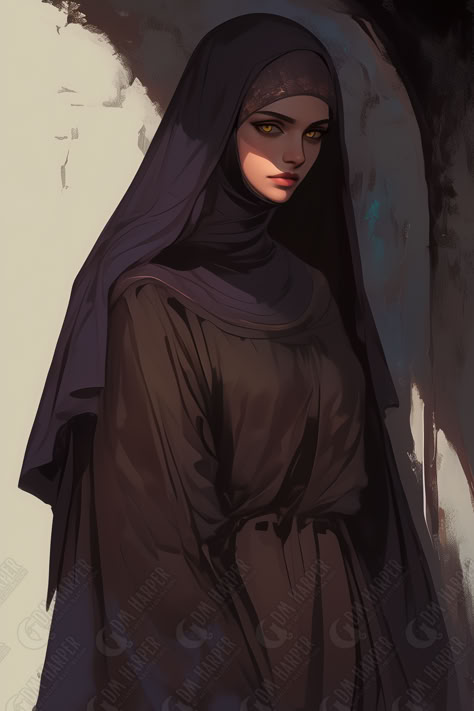 Kella Darkhope - Zhentarim Spy, NE female human, disguised as a Chondathan nun (Storm King's Thunder) Fantasy Nun Concept Art, Fantasy Nun Art, Female Spy Art, Dnd Priestess, Fantasy Nun, Female Antagonist, Nun Character Design, Battle Nun, Nun Warrior