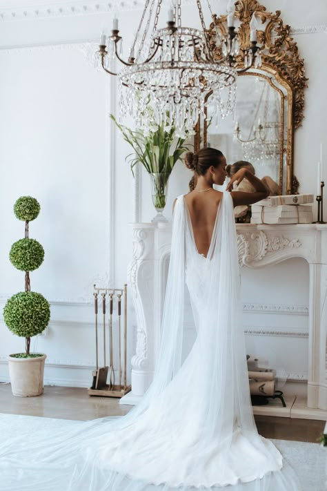 The Alexa Cape Veil – Jay Kay Braids and Bridal Traditional Veil, Cape Veil, Jay Kay, Cape Wedding Dress, Bridal Cape, Light Ivory, Chiffon Flowers, Cape Dress, French Riviera