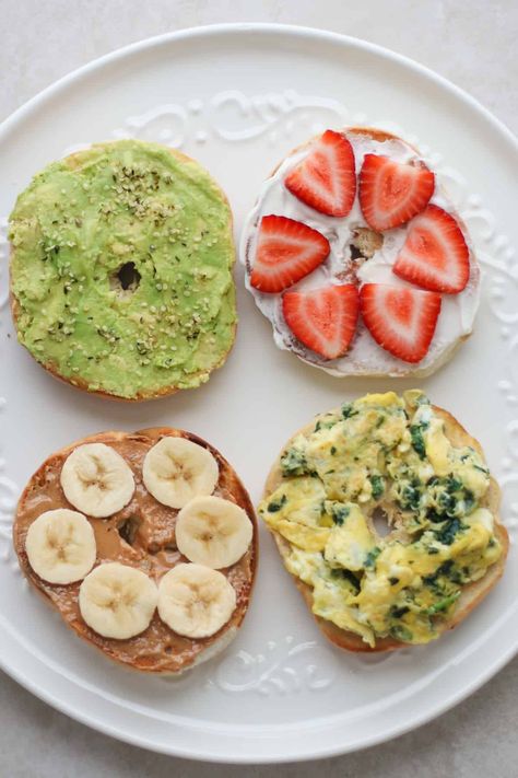 Bagels are a great vehicle for a solid breakfast, lunch or snack. Here are over delicious bagel toppings to upgrade your plain bagel. Things To Put On Bagels Breakfast, What To Put On Bagels Breakfast, Healthy Breakfast Recipes Bagels, Healthy Breakfast Bagel Thins, Healthy Bagels Breakfast, Bagel Healthy Breakfast, Morning Bagel Ideas, Bagel Breakfast Ideas Healthy, Healthy Breakfast Bagel Ideas