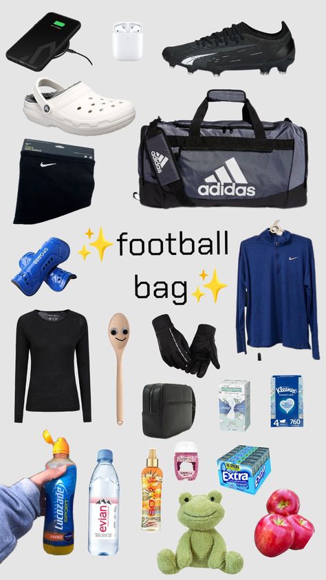 #football #soccer #central #sport #team #bag #fun Football Bag Essentials, Soccer Bag Essentials, Xmas Sleepover, Cheer School, Soccer Bag, Football Bag, Football Pics, Football Stuff, Bags Ideas