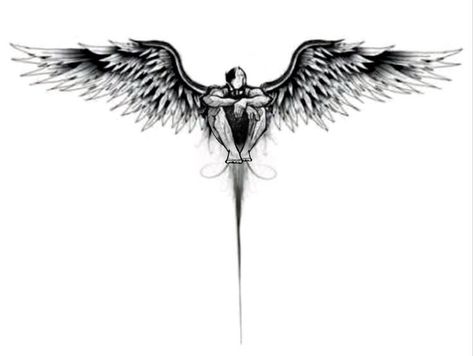 Man With Wings Tattoo, Neck Tattoo For Guys Wings, Tattoo Minimal Men, Wings Tattoo Men, Back Of Tricep Tattoo Men, Back Of Neck Tattoo Men, Full Neck Tattoos, Tricep Tattoos, Wing Tattoo Men