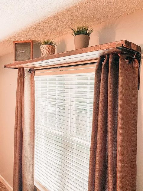 14 Stunning Window Updates That'll Make a Huge Difference in Your Home | Hometalk Shelf Above Window, Diy Window Shelf, Curtains Diy, Diy Curtain Rods, Window Shelves, Deco Originale, Diy Window, Diy Home Decor Easy, Diy Curtains