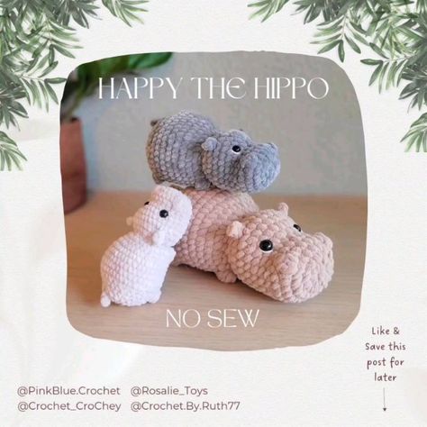 🦛 Hippo Hippo, Hooray! It's Happy the Hippo's #freepattern release day 🧶 ⚠️ Warning: highly addictive pattern! This NO-SEW quick and easy… | Instagram Crochet Hippo, Crocheted Animals, Toys Ideas, Easy Crochet Animals, Confection Au Crochet, Crocheting Ideas, Quick Crochet Patterns, Crochet Animals Free Patterns, Amigurumi Ideas