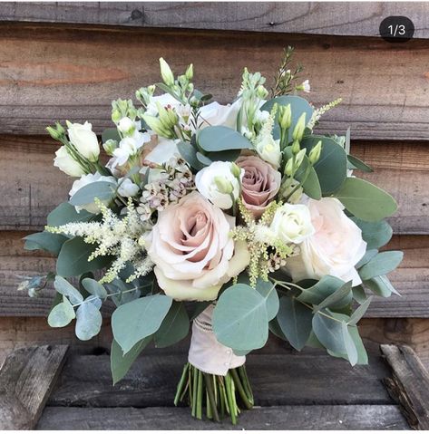 Sage Green And Blush Flower Bouquet, Sage Green And Rose Gold Wedding Bouquet, Dusty Rose Cream Wedding, Blush Rose Wedding Bouquet, Sage Eucalyptus Bouquet, Blush And Sage Flowers, Wedding Bouquets Sage And Blush, Sage Green Bouquet Bridesmaid, Peony And Eucalyptus Centerpiece